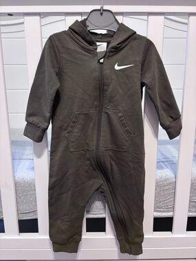 Nike Olive Hooded Baby One-Piece